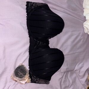 Felina Black Lace Striped Bra